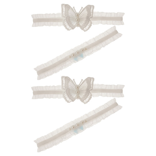 8Paare Damen Spitzenstrumpfhalter Elastisch Mit Schleifen-Design Weiß 1