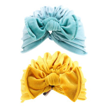 2Stk Neugeborenen Mütze Grün Plüsch Bowknot Turban Babyhut