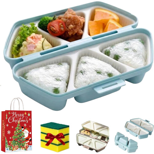 Καλούπι 6σε1 για Onigiri (Τριγωνικά Ρυζόμπαλα), Μη Κολλώδες - Μπλε