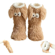 Muffle Friends Mysiga Strumpor Söta Stora Ögon Halkfria Vintersockor Tjocka Fleece Varma Toffel