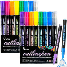 Doppellinien-Konturmarker, Dual-Contour-Stift, selbstkonturierend, metallisch, schnelltrocknend für Bastelarbeiten