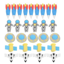 50pcs Mini Space Theme Erasers Bulk - Cute Astronaut Rocket Ufo Satellite Designs for Kids Classroom Prizes Outer Space Party Favors - Novelty Pencil