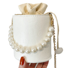 Alça de bolsa em corrente de pérolas chique, design elegante com cristais mistos, delicada, lisa, brilhante e altamente polida, acessório