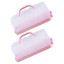 2pcs Bread Storage Container with Transparent Lid, Rectangular Reusable Bread Box for Travel and Kitchen