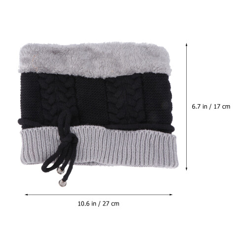 1Set Schwarzes Strickset Mütze Schal Maske Winddicht Warm Wollgarn 1