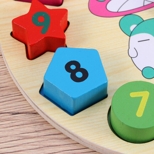 Wooden Shape Sorting Clock Blocs Numérotés Couleur 1