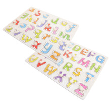 2 Ensembles Tableau Puzzle Alphabet Lettres Bois Jouet Éducatif
