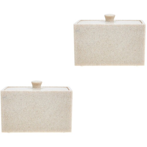 2Pcs Cotton Swab Storage Box 2-Compartment Pad Container 2