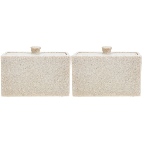 2Pcs Cotton Swab Storage Box 2-Compartment Pad Container 1