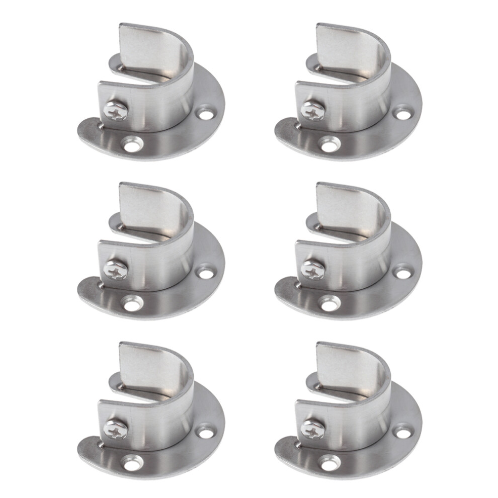 12Pcs Sturdy Stainless Steel U Brackets Silver Closet Pole Socket 3614062765073