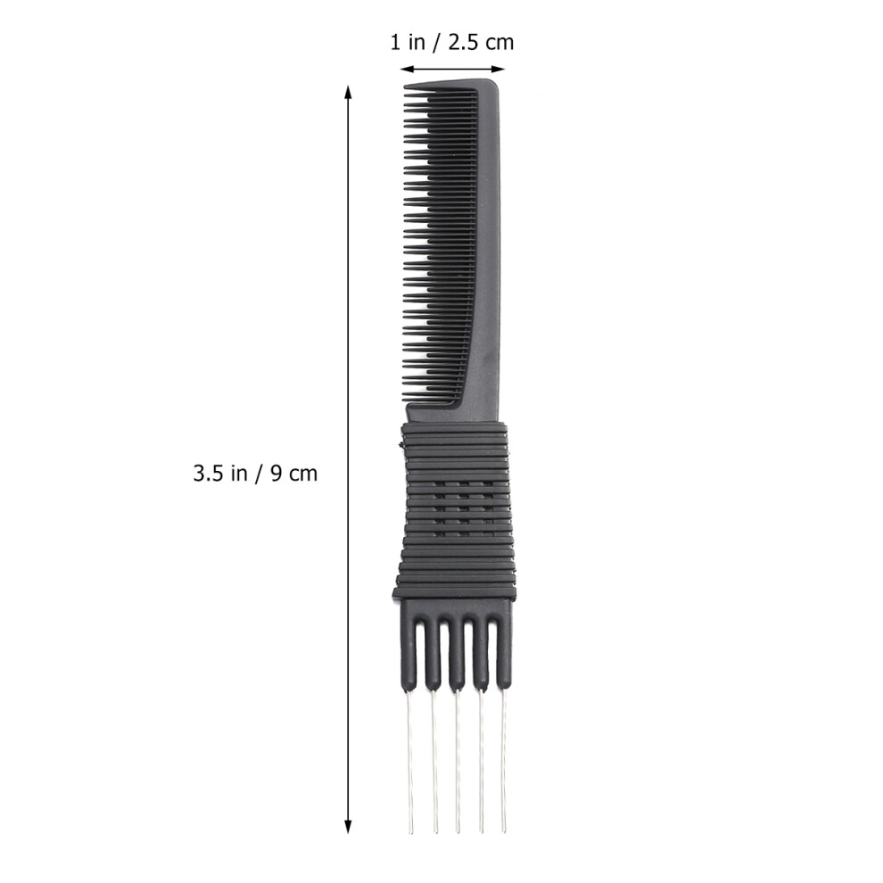 Solustre 2Pcs Black Carbon Fiber Anti Static Steel Wire Clip Comb