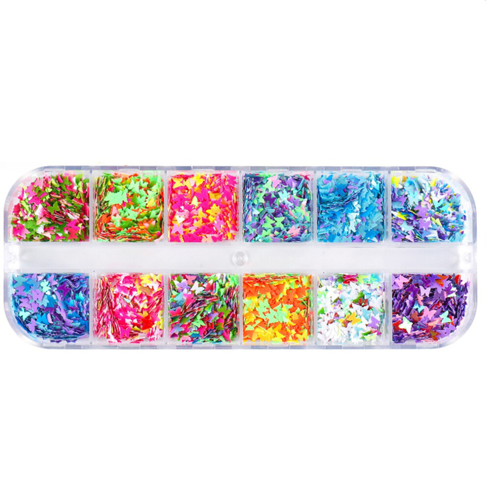 Aboofan 2 Boxes Of 12 Colors Nail Art Sequins For Manicure Decor