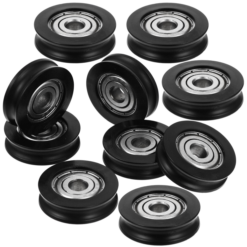 50Pcs U-Groove Nylon Pulley Black Window Door Roller For Smooth Slide 3614062755050
