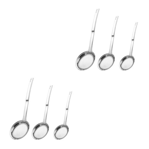 6Pcs Stainless Steel Kitchen Mesh Strainers Fine Filter Skimmer Spoons 2
