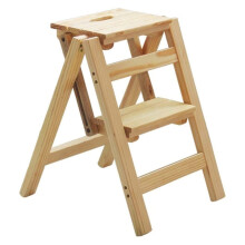 Wooden 2 Step Folding Stool with NonSlip Wide Pedal for Home Kitchen Garden 330lbs Capacity