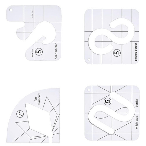 4PCS Acrylic Quilting Ruler Template Set for Precise Fabric Cutting and Patchwork Splicing