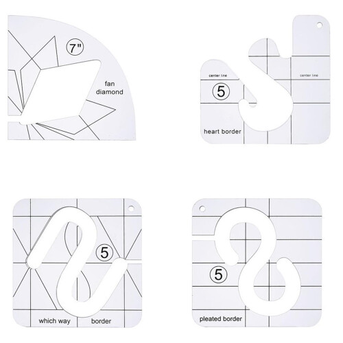 4PCS Acrylic Quilting Ruler Template Set for Precise Fabric Cutting and Patchwork Splicing 1