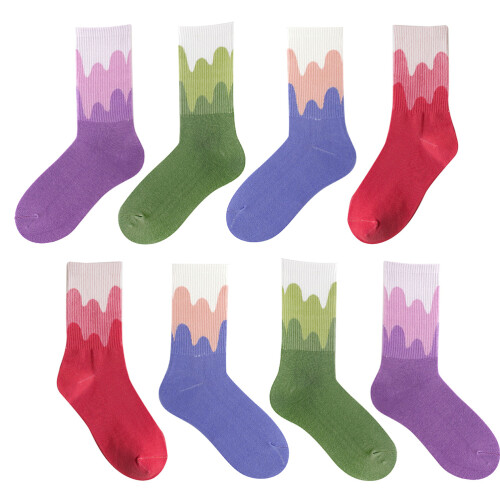 8Paires -Hautes Coton Couleurs Variées