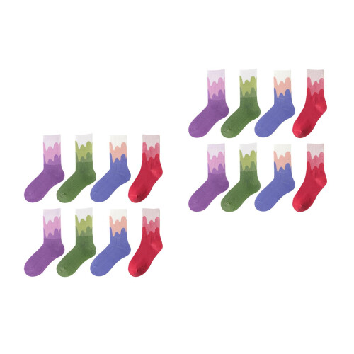 8Paires -Hautes Coton Couleurs Variées 2