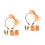 2Pièces Bandeau Orange Résille Doigts Boucles 5