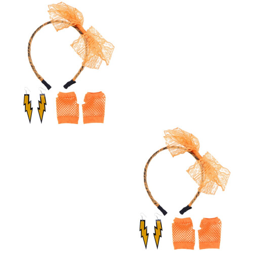 2Pièces Bandeau Orange Résille Doigts Boucles 2