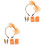 2Pièces Bandeau Orange Résille Doigts Boucles 6