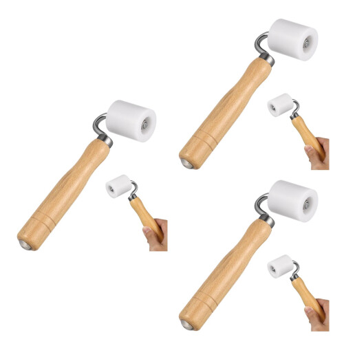 3Pcs Heavy Duty Wallpaper Seam Roller Tool Wood Handle Pom Material 2