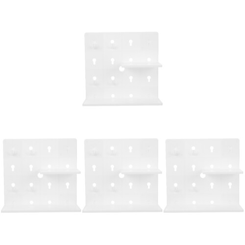 4Sets Lightweight White ABS Pegboard Storage Shelf Wall Organizer 1