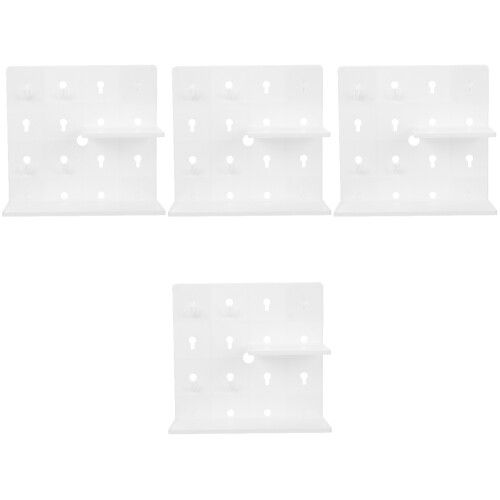 4Sets Lightweight White ABS Pegboard Storage Shelf Wall Organizer 2