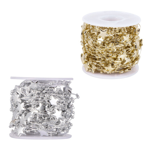 4Rolls Golden Decorative Beads Chain DIY Hanging Pendant for Xmas Tree 1