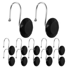 48Pcs Decorative Shower Curtain Hooks Acrylic Metal Black for Curtains