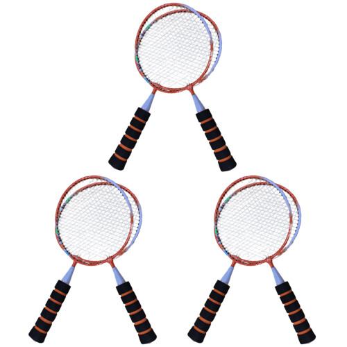 3 Pairs Lightweight Portable Badminton Racket Durable Orange 1
