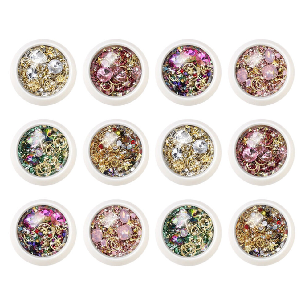 Ohphcall 48 Boxes Nail Charms Rhinestone Manicure Art Studs Beads Decor