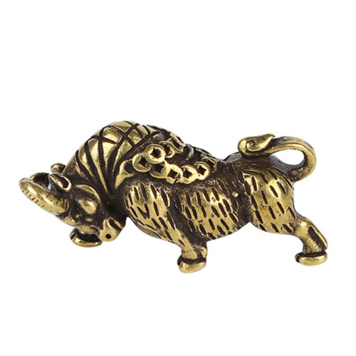 2pcs Retro Brass Cow Keyring Diy Pendant Decor Cattle Shape Keychain Accessory