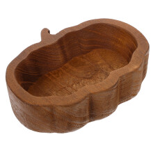 2Pcs Pumpkin Shaped Wood Bowl Storage Dessert Serving Plate