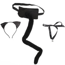 5Sets Zwart Oor Cosplay Haarband Halsband Decoratie