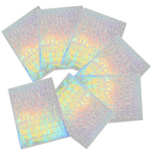 10Feuilles Stickers Alphabets Vinyle Holographique Décors DIY Créatifs