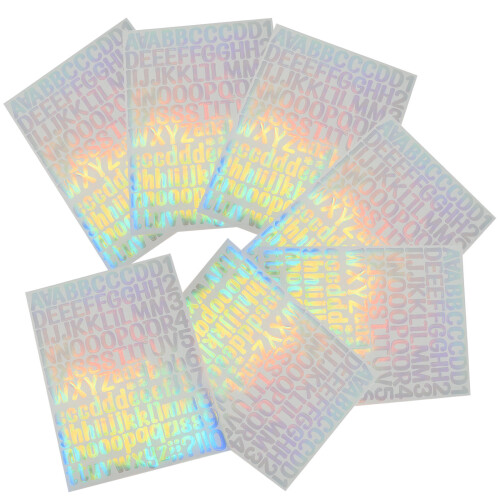 10Feuilles Stickers Alphabets Vinyle Holographique Décors DIY Créatifs