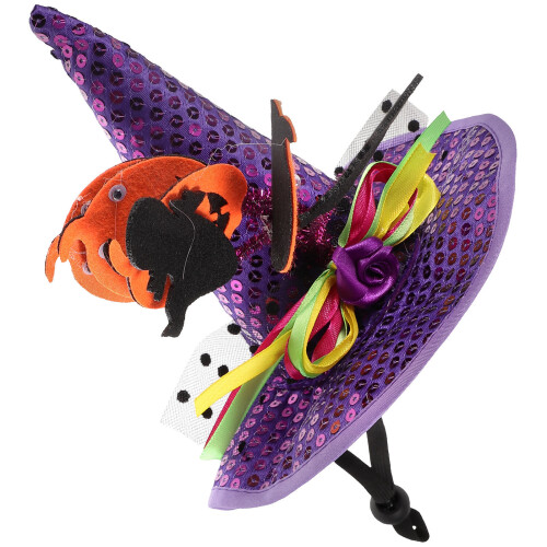 3Pcs Comfortable Cloth Pet Witch Hats Halloween Decorative Headwear 2