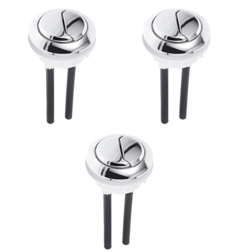 3Pièces Bouton De Chasse D'eau Argenté, Compatible Wc Double Flush 2