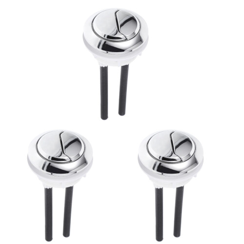 3Pièces Bouton De Chasse D'eau Argenté, Compatible Wc Double Flush 1