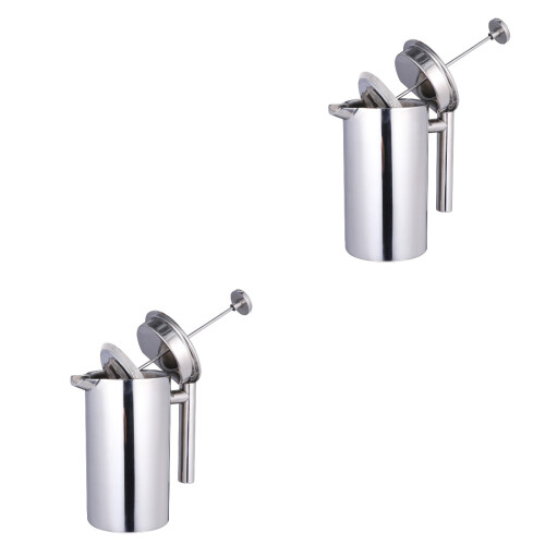 2Pcs 1000Ml Double Layer Stainless Steel Tea Coffee Maker Mug 2