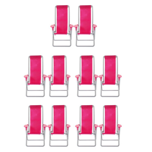 10 Pcs Mini House Deck Chair Simulation Folding Beach Chair Model 2