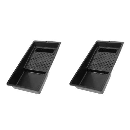 2Pcs Multi-Use Black Plastic Paint Tray for Rollers and Brushes 2