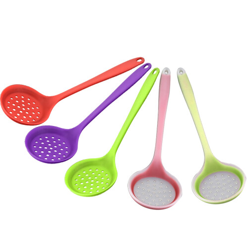 3Pcs Silicone Slotted Skimmer Spatula With Long Handle Kitchen Tool 1