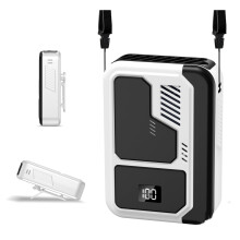 Portable Waist Clip On Rechargeable Fan with Quiet Motor for Outdoor Camping and Travel White