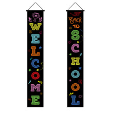 2 Pairs Welcome Back To School Porch Sign Door Curtain For Season