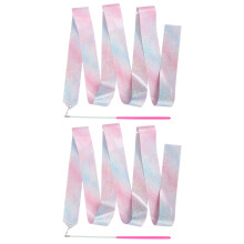 2Pcs Shining Pink Performing Streamers for Gymnastics Dance