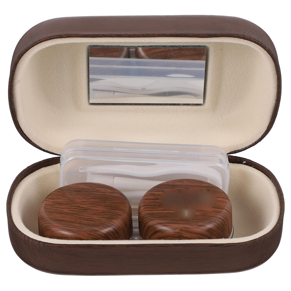 Vaguelly Brown 2Sets Eye Care Lens Case Plastic Outer Inner Storage Set