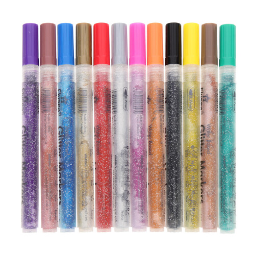 12pcs Glitter Paint Pens Note Markers for Students